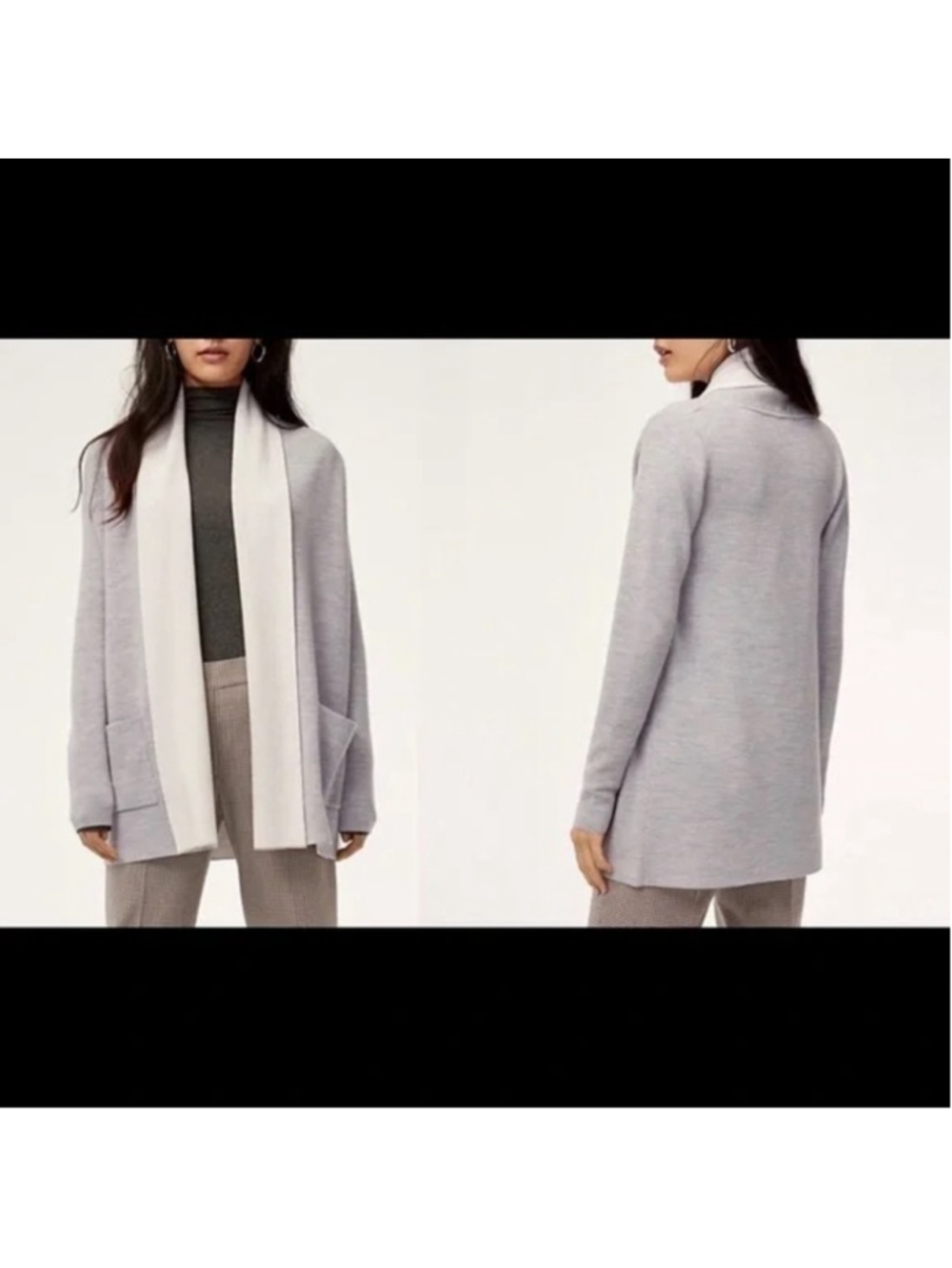Aritzia babaton beekman cardigan open front fine Merino Wool Knit sz xs